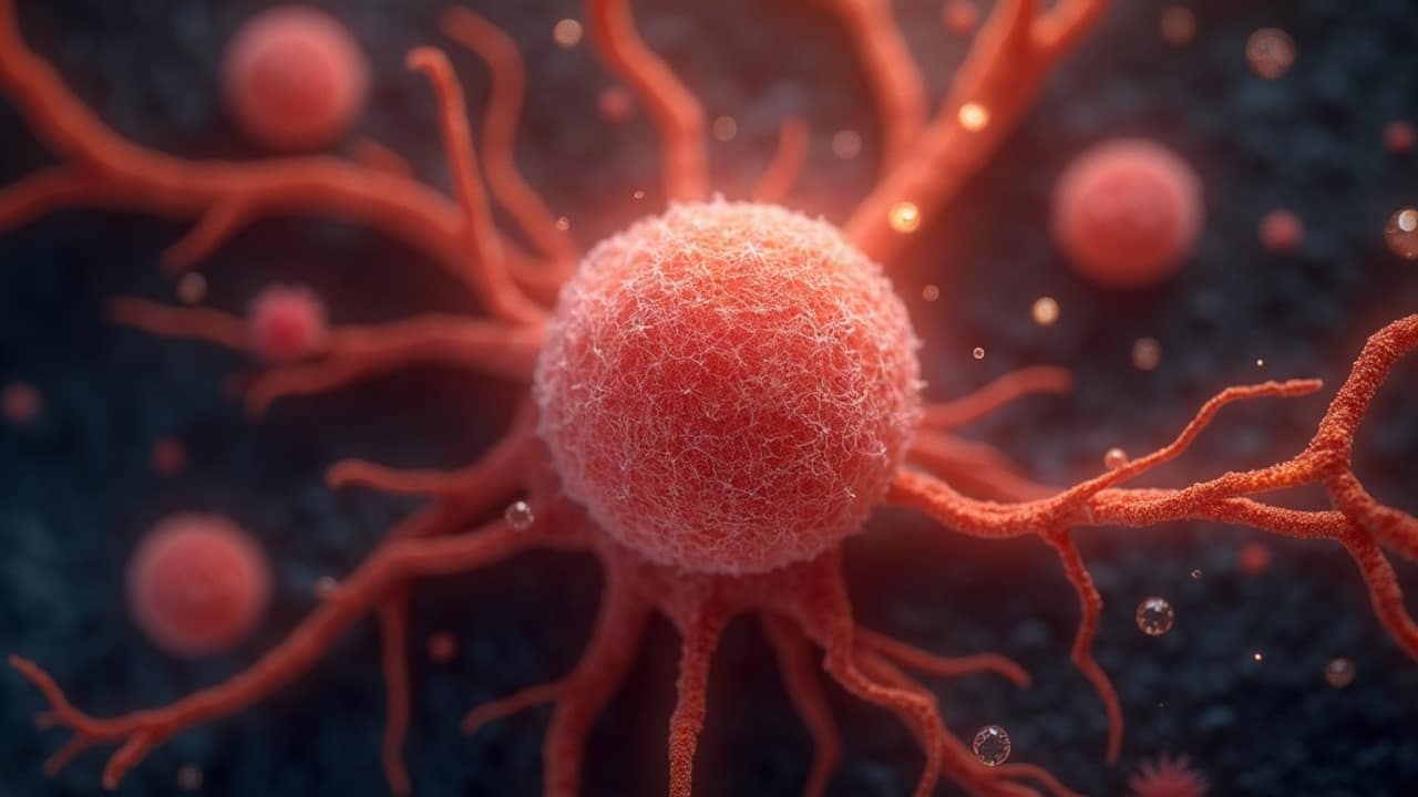 Abstract amber energy flow representing blood vessels feeding fat tissue in metabolic research